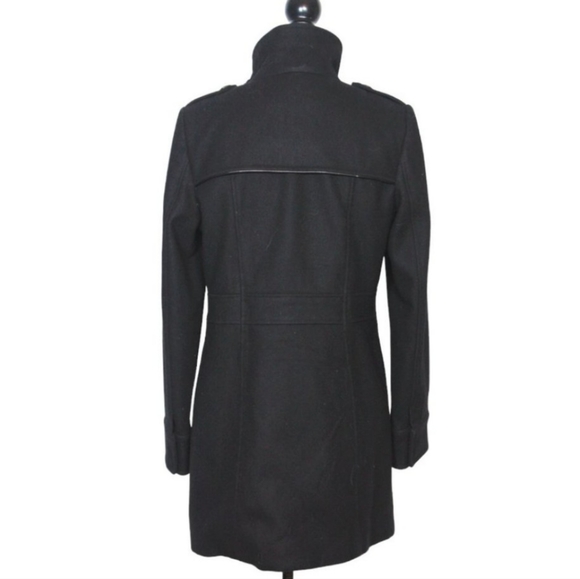 Tahari black wool blend feminine jacket coat with ruffle detail. - Picture 9 of 11